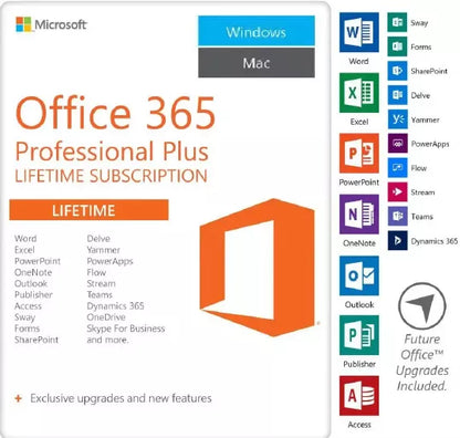 Microsoft Office 365 LIFETIME License for Windows ,Mac , Android ,Tablet ,iPad ,iPhone & Chromebook