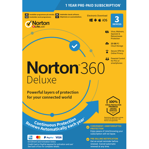 Norton 360 Deluxe - 1-Year / 3-Device - Global - Digital Zone